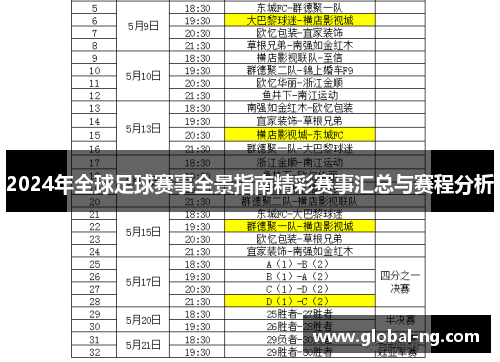 2024年全球足球赛事全景指南精彩赛事汇总与赛程分析